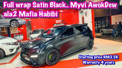 Perodua Myvi G Full Wrap Satin Black Myvi Mafia Habibi Zh Sticker