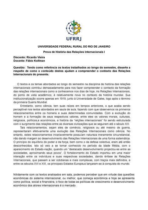 Prova 10 Julho 2019 questões e respostas UNIVERSIDADE FEDERAL RURAL