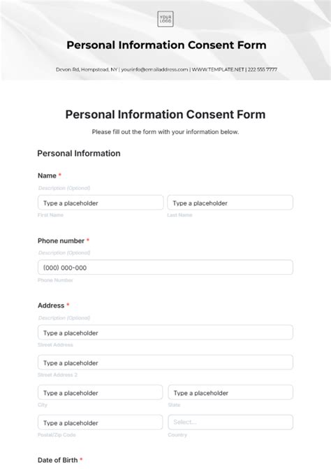 Free Personal Information Form Template To Edit Online