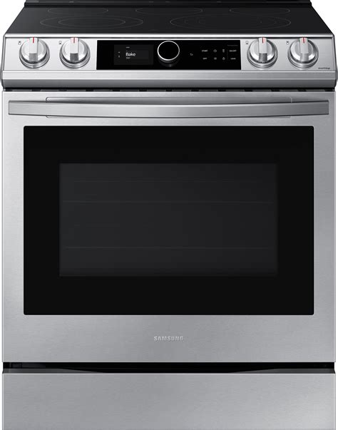 Samsung 30 In Smooth Surface Elements Ft Self Cleaning Air Fry Convection Oven Slide In Smart