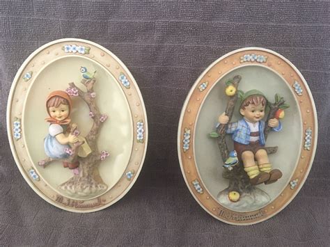 Limited Edition Goebel Hummel Apple Tree Girl And Boy Wall Plates