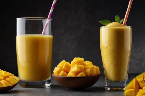 Glass Of Mango Smoothie Isolated Premium AI Generated Image