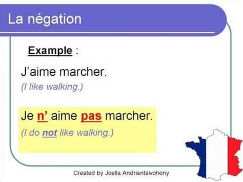 French Lesson La N Gation Negation Negative Sentences Ne Pas