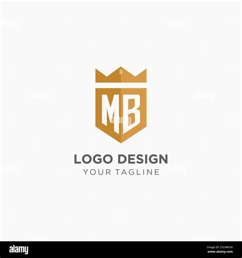 Monogram Mb Logo With Geometric Shield And Crown Luxury Elegant