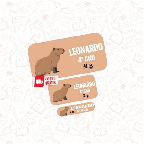 Etiquetas Escolar Capivara Un Elo Produtos Especiais