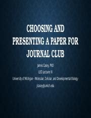 Choosing And Presenting A Paper For Journal Club Tips And Course Hero