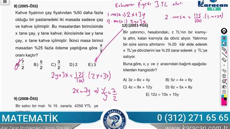 Karacan Tv Matematik Kar Zarar Problemleri Km Sorular Youtube