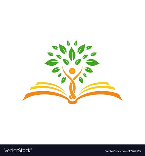 Book tree flat style logo Royalty Free Vector Image