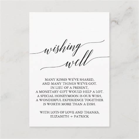 Elegant Black Calligraphy Wedding Wishing Well Enclosure Card Zazzle