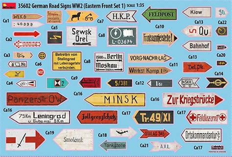 Miniart 135 German Road Signs Eastern Front Set 1 Model Kit Wonderland Models Mt35602 £1375