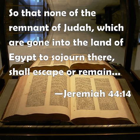 Jeremiah 44:14 So that none of the remnant of Judah, which are gone ...