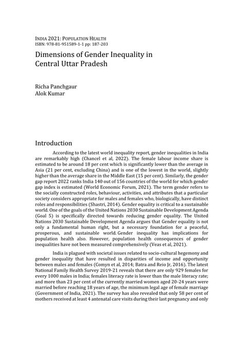 Pdf Dimensions Of Gender Inequality In Central Uttar Pradesh