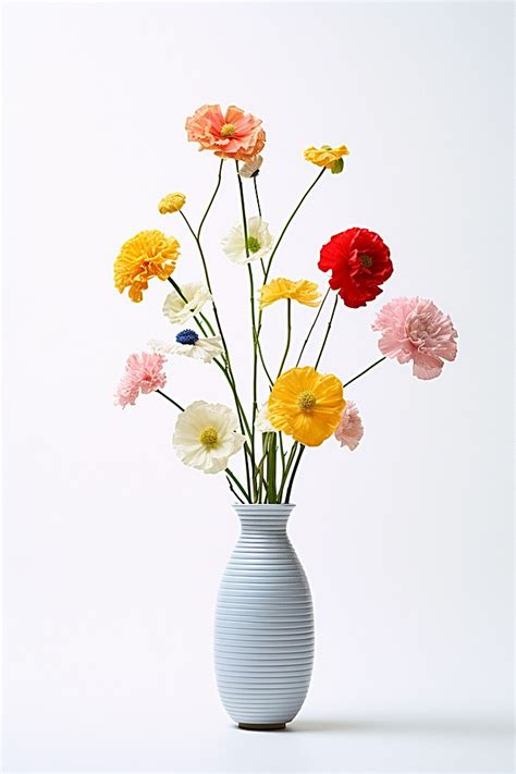 A White Vase Full Of Flowers On A White Surface Background Wallpaper