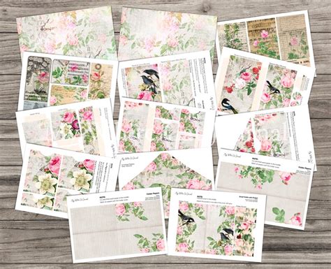 Junk Journal Folding Folio Floral Collage Sheets Ephemera Etsy