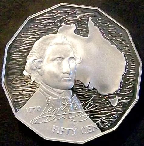 1989 AUSTRALIA CAPTAIN COOK 50c FIFTY CENT 925 SILVER PROOF COIN 18g