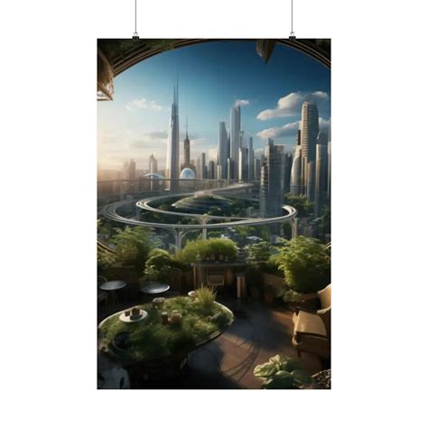 Futuristic Cityscape Portrait Poster - Etsy