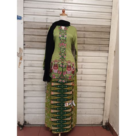 Jual Kebaya Encim Motif Ondel Ondel Plus Slendang Rok Batik Encim