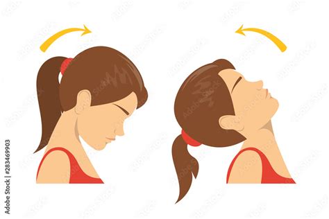 Neck Rotation Exercise Turning Head Up And Down Stock Vector Adobe Stock