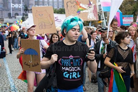 Participants Of The Prague Pride A Big Gay Lesbian Pride Editorial