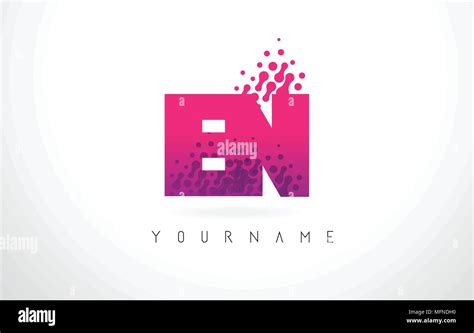 En E N Letter Logo With Pink Letters And Purple Color Particles Dots