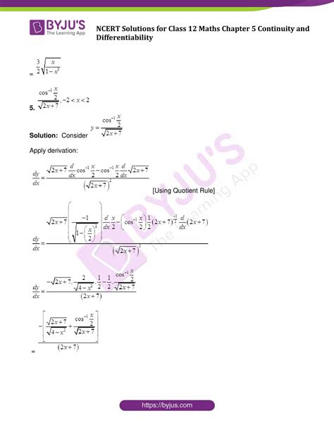 Ncert Solutions For Class 12 Maths Chapter 5 Continuity And Differentiability Miscellaneous