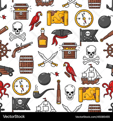 Caribbean Pirates And Corsairs Seamless Pattern Vector Image