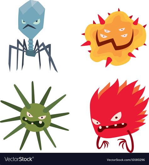 Cartoon Viruses Characters Set Royalty Free Vector Image