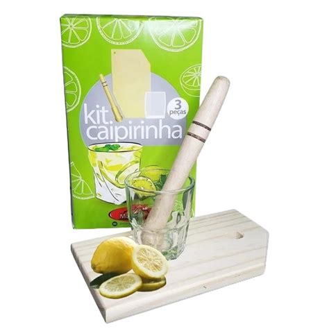 Kit Caipirinha 3 Peças copo de vidro tabua e socador Shopee Brasil