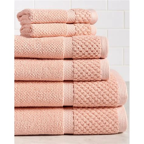 Diplomat 6 Piece 100 Cotton Bath Towel Set Coral