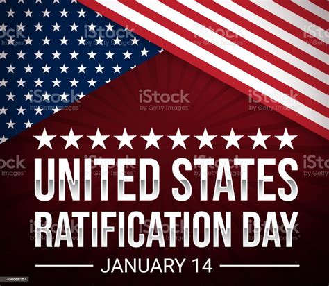 United States Ratification Day Background With American Flag And