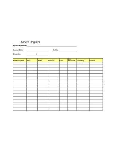 Free Fixed Asset Register Samples And Templates In Pdf Ms Word