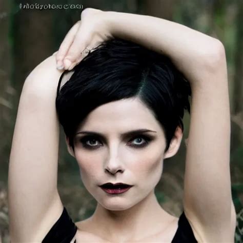 Alice Cullen Pale Skin Short Black Pixie Cut Hair Stable Diffusion