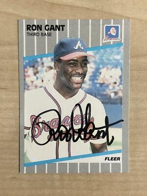 RON GANT ATLANTA BRAVES SIGNED AUTOGRAPHED 1989 FLEER CARD 590 W COA