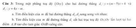 C U Trong M T Ph Ng To Oxy Cho Hai Ng Th Ng D Y M X V