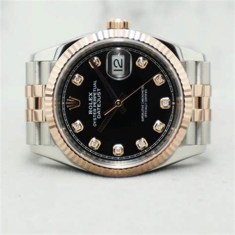 Rolex Datejust Mm Jubilee Black W Points Diamond Watch