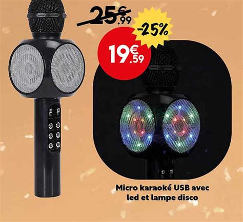 Promo Micro Karaoké Usb Avec Led Et Lampe Disco chez Maxi Bazar