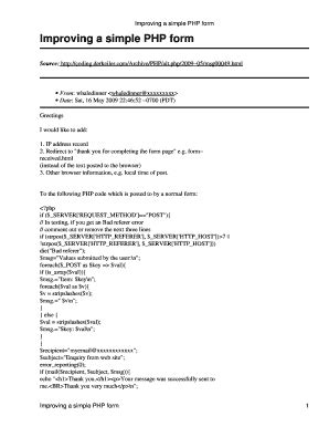 Fillable Online Improving A Simple PHP Form Coding Fax Email Print