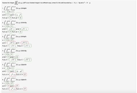 Solved Express The Integral ∭ef X Y Z Dv As An Iterated