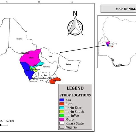 Map Of Kwara State Showing The Study Areas Source Field Survey 2019