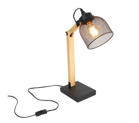 Lampe De Bureau Inclinable En Bois Et Métal H 38 Cm Noir Lampe de