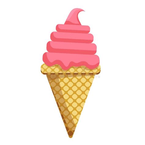 Icecream Strawberry Orange Cream Scoops Waffle Cone Vector