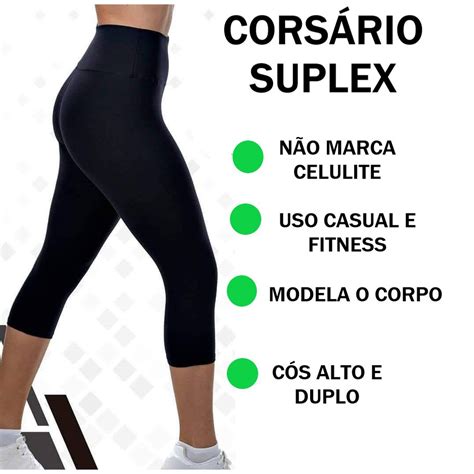 Cal A Legging Cors Rio Suplex Cintura Alta Capri Para Academia