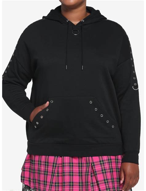 Black Grommet Oversized Girls Hoodie Plus Size Hot Topic