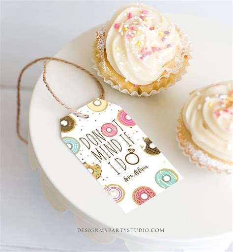 Editable Donut Mind If I Do Favor Tags Tags Donut Bridal Etsy