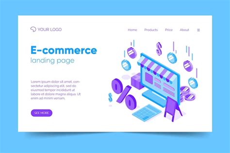 Free Vector Isometric E Commerce Landing Page Template