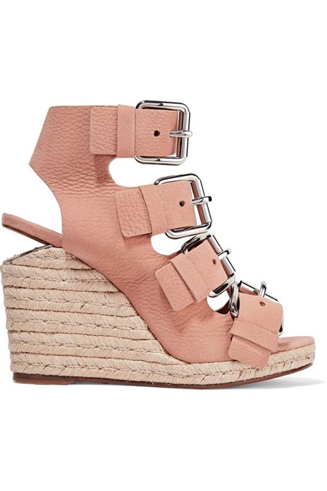 Alexander Wang Woman Jo Nubuck Wedge Sandals Blush Modesens Wedge Sandals Leather Wedge