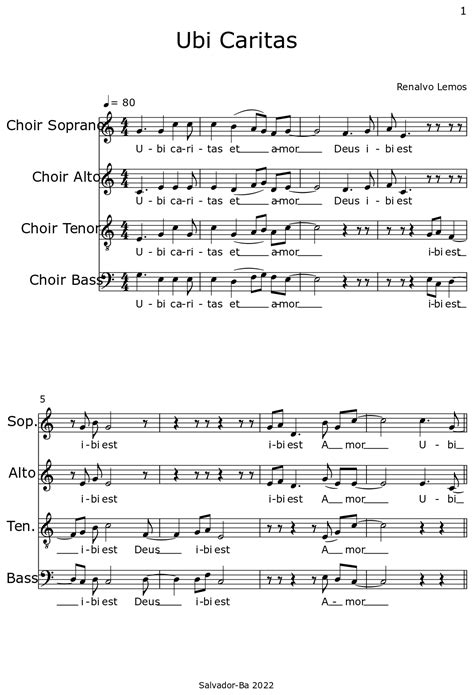 Ubi Caritas Sheet Music For Choir Tenor