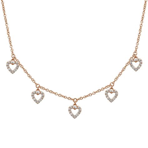 K Gold Five Heart Diamond Necklace Richards Gems And Jewelry