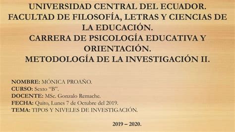 Uce Tipos Y Niveles De Investigaci N Octubre Ppt