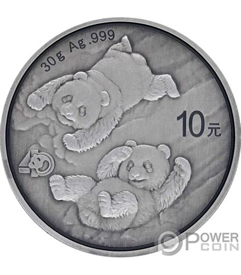 CHINA PANDA Antiqued Monnaie Argent 10 Yuan China 2022